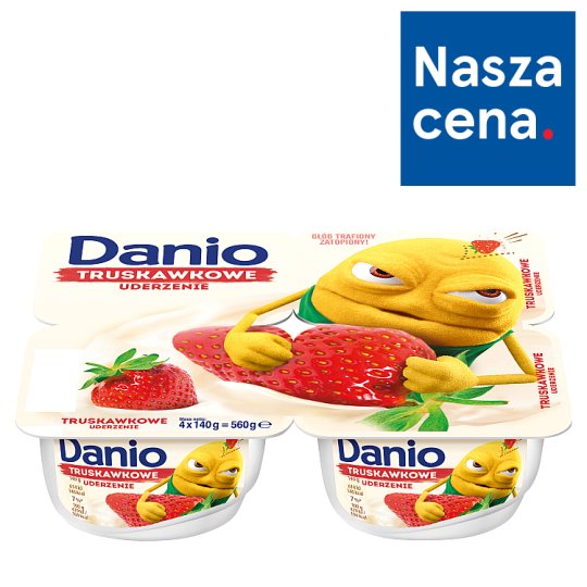 Danone Danio Serek homogenizowany truskawkowy 560 g (4 sztuki)