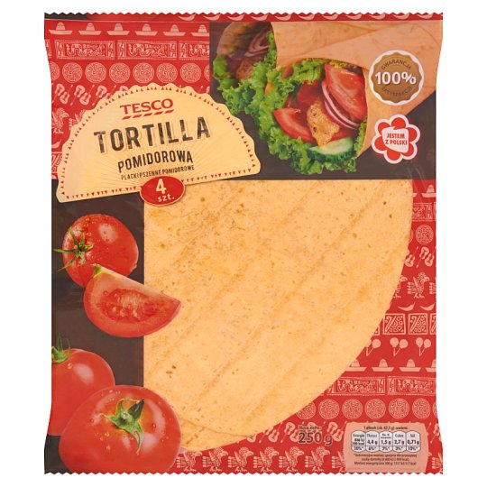 Tesco Tortilla pomidorowa placki 250 g (4 sztuki)