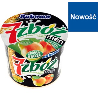 Bakoma 7 zbóż men Jogurt z brzoskwinią gruszką i zbożami 300 g
