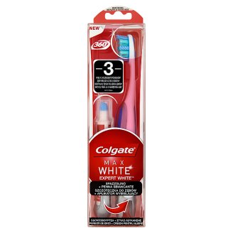 Colgate 360° Max White Expert White Szczoteczka do zębów średnia + Aplikator wybielający