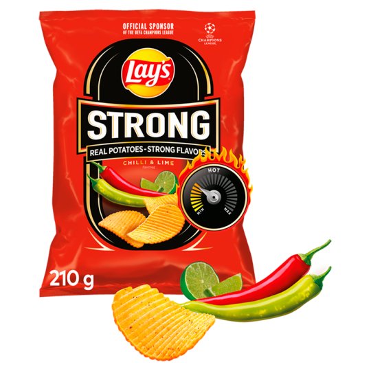 Lay's Strong Chipsy ziemniaczane karbowane o smaku ostrego chilli i limonki 210 g