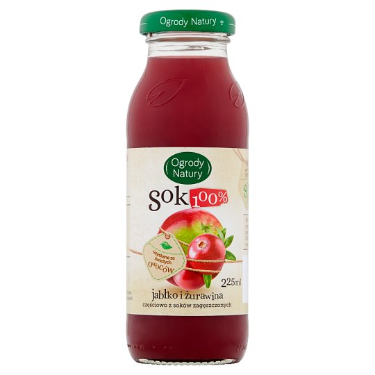 Ogrody Natury Sok 100% jabłko i żurawina 225 ml