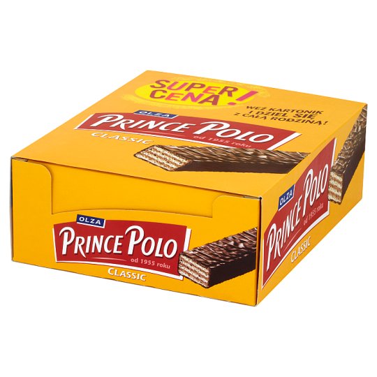 Olza Prince Polo Classic Kruche wafelki z kremem kakaowym oblane czekoladą 28 x 18 g