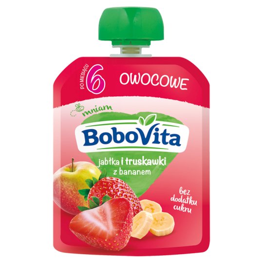 BoboVita Jabłka i truskawki z bananem po 6 miesiącu 80 g