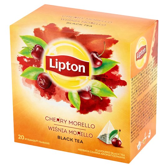 Lipton Herbata czarna aromatyzowana wiśnia Morello 34 g (20 torebek)