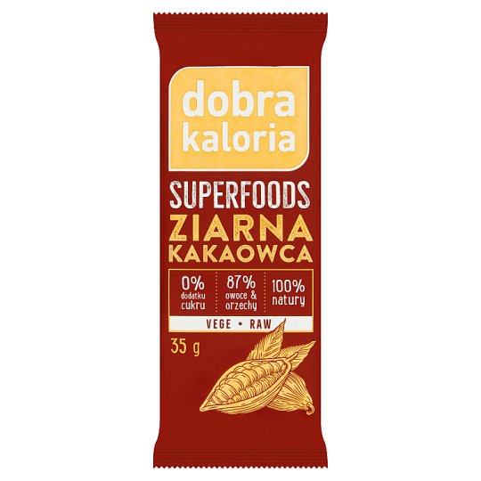 Dobra Kaloria Superfoods Baton owocowy ziarna kakaowca 35 g