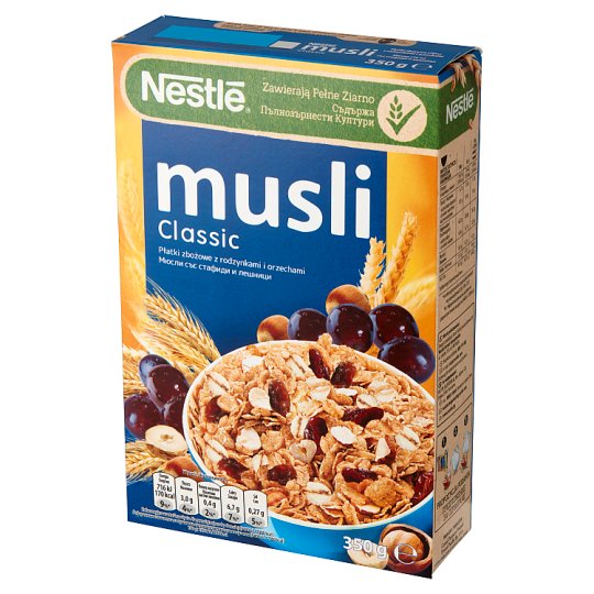 Nestlé Musli Classic Płatki zbożowe z rodzynkami i orzechami 350 g