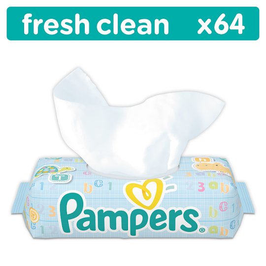 Pampers Fresh Clean Chusteczki dla niemowląt, 64 sztuki