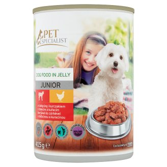 Tesco Pet Specialist Karma dla młodych psów z cielęciną i kurczakiem w galaretce 415 g