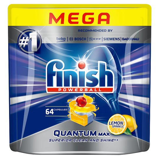 Finish Quantum Max Lemon Kapsułki do mycia naczyń w zmywarce 992 g (64 sztuki)