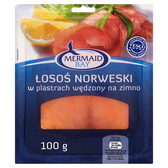 Mermaid Bay Łosoś norweski w plastrach wędzony na zimno 100 g