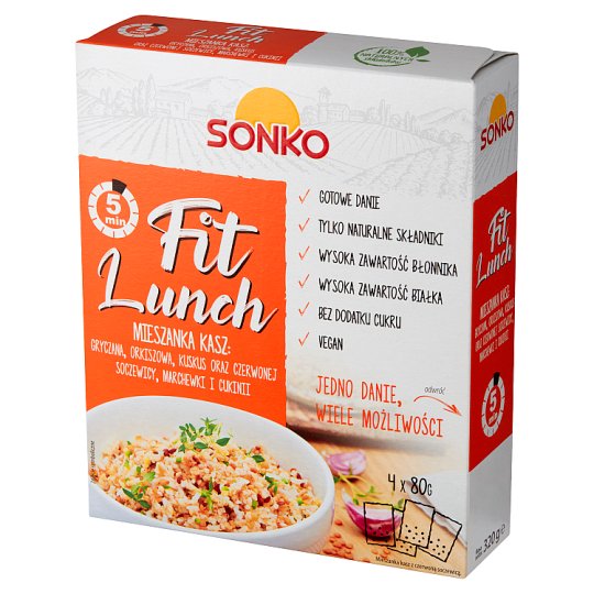 Sonko Fit Lunch Mieszanka kasz gryczana orkiszowa kuskus 320 g (4 x 80 g)