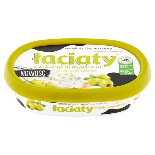 Łaciaty Serek śmietankowy z zielonymi oliwkami 135 g