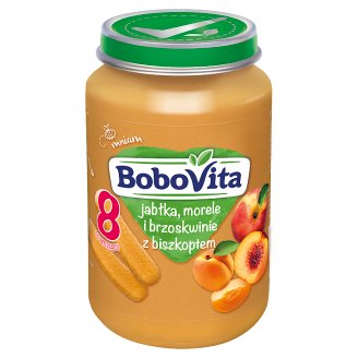 BoboVita Jabłka morele i brzoskwinie z biszkoptem po 8 miesiącu 190 g