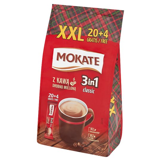 Mokate Caffetteria 3in1 Classic Rozpuszczalny napój kawowy w proszku 408 g (24 x 17 g)