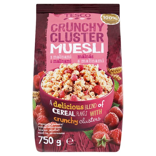 Tesco Musli chrupkie z kawałkami liofilizowanych malin 750 g