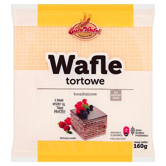 Eurowafel Wafle tortowe kwadratowe 160 g