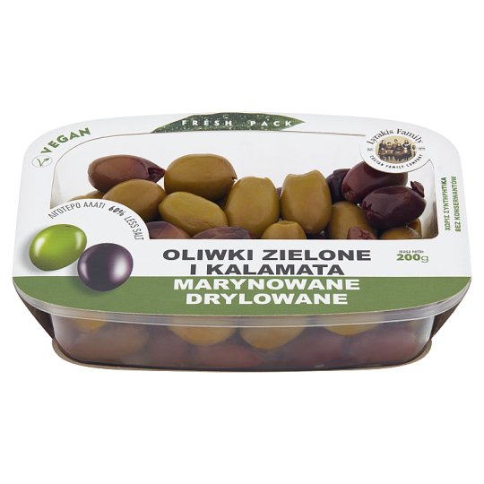 Lyrakis Family Pitted Pickled Green and Kalamata Olives 200 g
