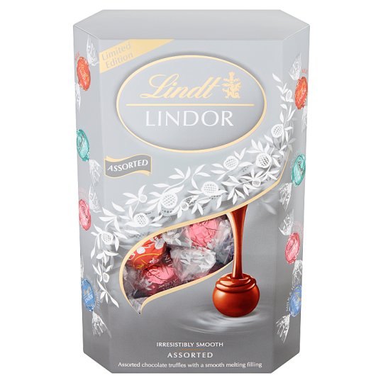 Lindt Lindor Pralinki z czekolady mlecznej i białej z nadzieniem 337 g