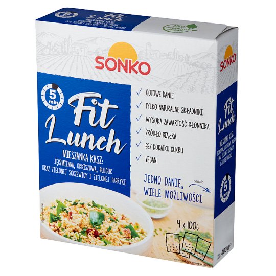 Sonko Fit Lunch Mieszanka kasz jęczmienna orkiszowa bulgur 400 g (4 x 100 g)