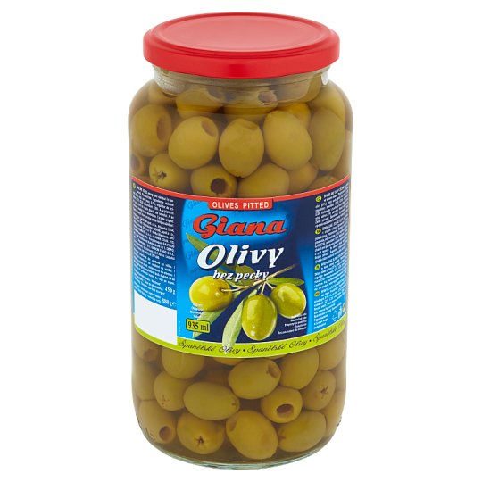 Giana Hiszpańskie oliwki zielone bez pestki w lekko słonej zalewie 880 g