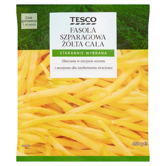 Tesco Fasolka szparagowa żółta cała 450 g