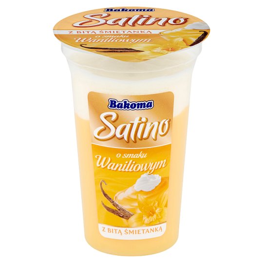 Bakoma Satino Deser o smaku wanilii Bourbon z bitą śmietanką 170 g