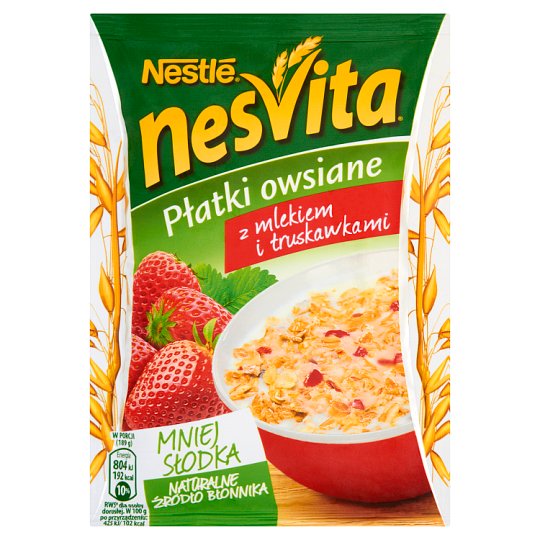 Nesvita Płatki owsiane z mlekiem i truskawkami 49 g