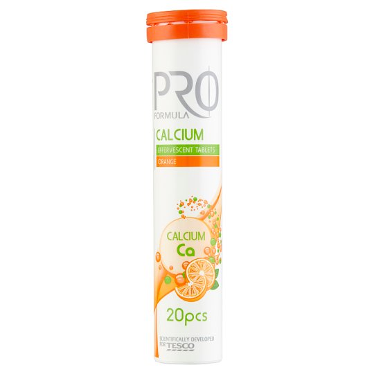 Tesco Pro Formula Calcium Tabletki musujące o smaku pomarańczowym 80 g (20 tabletek)