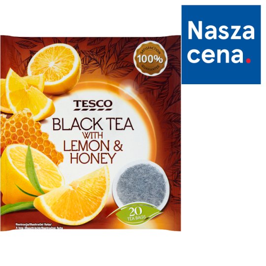 Tesco Lemon & Honey Herbata czarna 40 g (20 torebek)
