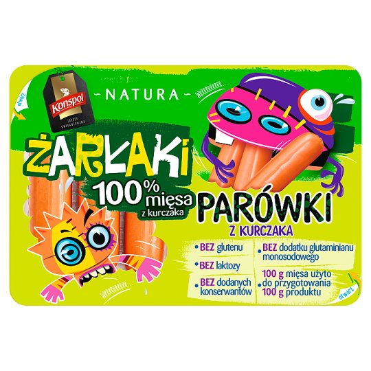 Konspol Natura Żarłaki Parówki z kurczaka 180 g