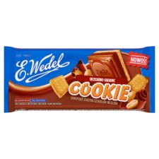 E. Wedel Cookie Czekolada mleczna z nadzieniem orzechowo-kakaowym z orzeszkami i herbatnikiem 290 g