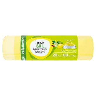 Tesco Spicy Citrus Worki na śmieci z taśmą ściągającą 60 l 20 sztuk