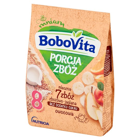 BoboVita Porcja Zbóż Kaszka mleczna 7 zbóż zbożowo-jaglana owocowa po 8 miesiącu 210 g
