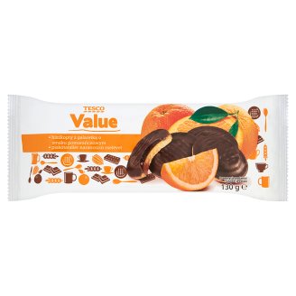 Tesco Value Biszkopty z galaretką o smaku pomarańczowym 130 g