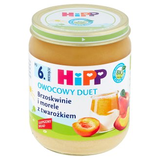 HiPP BIO Owocowy Duet Brzoskwinie i morele z twarożkiem po 6. miesiącu 160 g