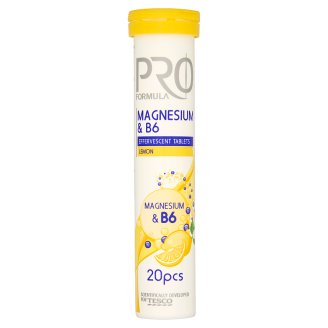 Tesco Pro Formula Magnesium & B6 Tabletki musujące o smaku cytrynowym 80 g (20 tabletek)