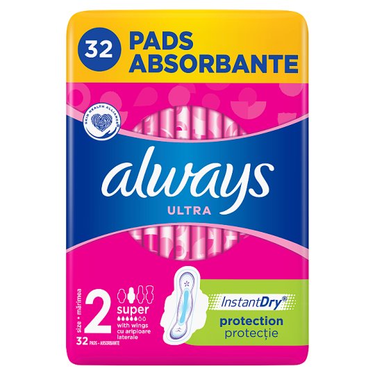 Always Ultra Long (rozmiar 2) Podpaski ze skrzydełkami, 32 sztuk