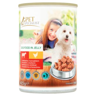 Tesco Pet Specialist Karma dla dorosłych psów kawałki z wołowiną i kurczakiem w galaretce 415 g