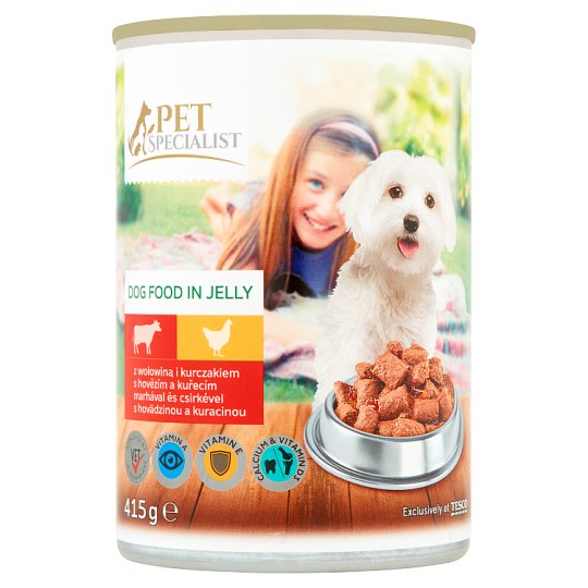 Tesco Pet Specialist Karma dla dorosłych psów kawałki z wołowiną i kurczakiem w galaretce 415 g