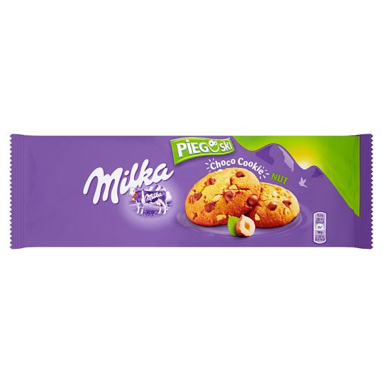 Milka Pieguski Choco Cookie Nut Ciasteczka z kawałkami czekolady mlecznej i orzechami 135 g