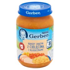 Gerber Bukiet jarzyn z cielęciną i kluseczkami po 8 miesiącu 190 g