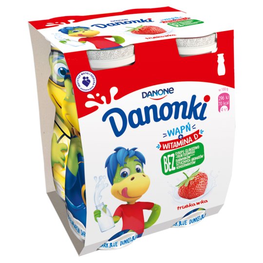 Danone Danonki Jogurt truskawka 400 g (4 sztuki)