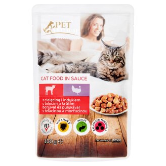 Tesco Pet Specialist Karma dla dorosłych kotów z cielęciną i indykiem w sosie 100 g