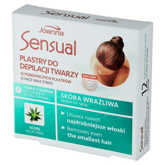 Joanna Sensual Plastry do depilacji twarzy 12 sztuk + Tubka z oliwką łagodzącą podrażnienia 10 ml