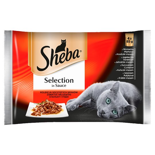 Sheba Selection in Sauce Karma pełnoporcjowa kolekcja soczystych smaków 340 g (4 x 85 g)