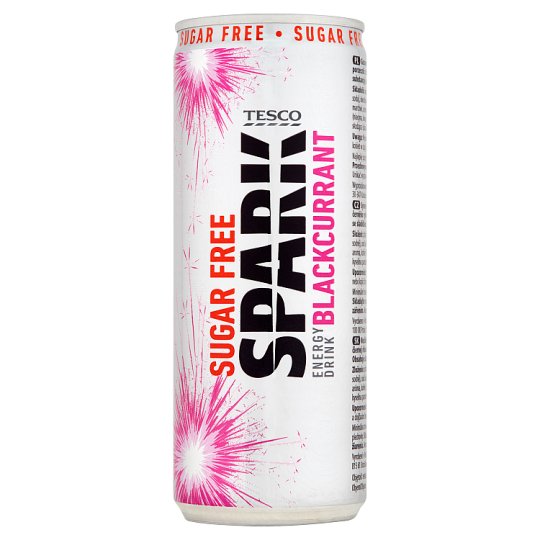 Tesco Spark Sugar Free Gazowany napój energetyzujący o smaku czarnej porzeczki 250 ml