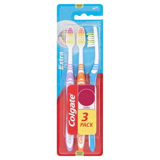 Colgate Extra Clean Szczoteczka do zębów średnia 3 sztuki