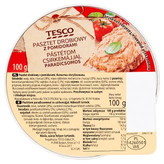 Tesco Pasztet drobiowy z pomidorami 100 g