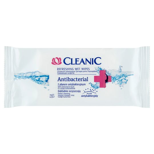 Cleanic Antibacterial Chusteczki odświeżające z płynem antybakteryjnym 15 sztuk